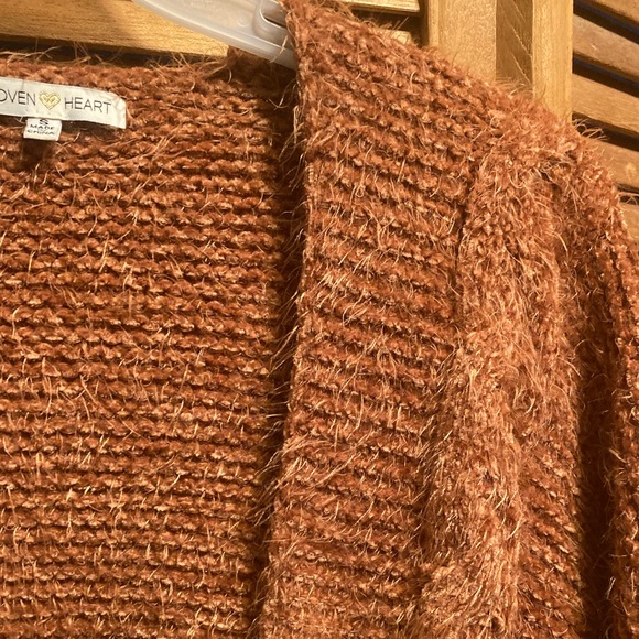 Woven Heart Rust Soft, Fuzzy and Cuddly Cropped Cardigan - Picture 10 of 16